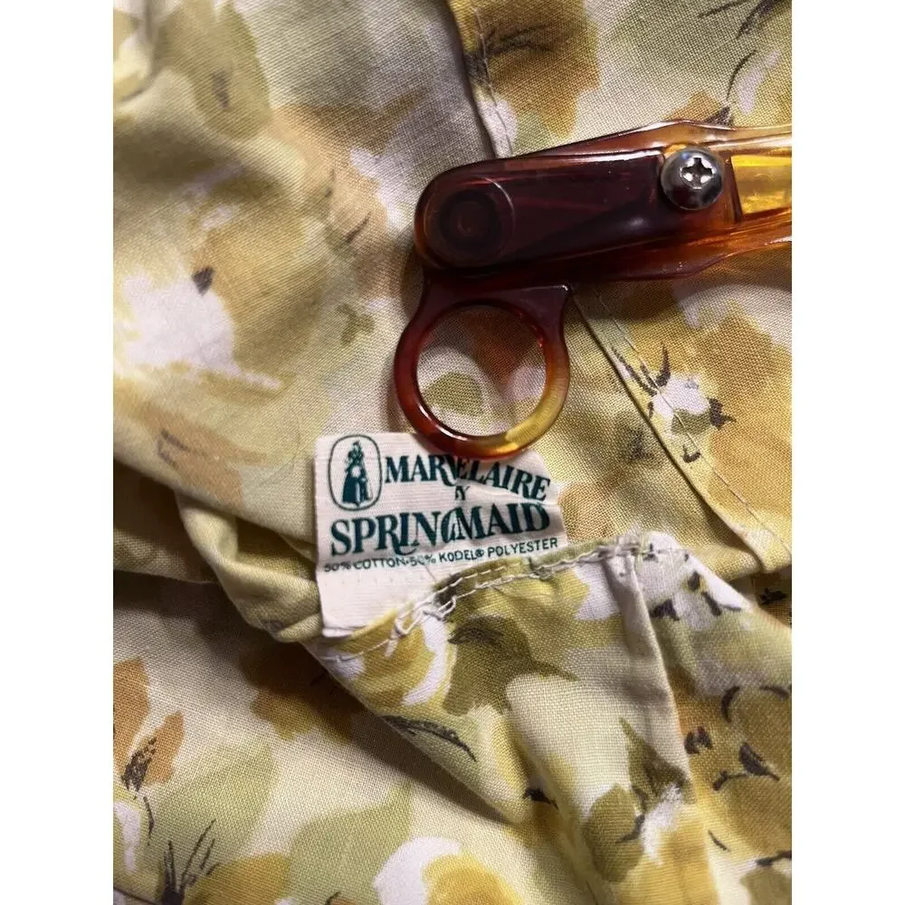 Vintage Yellow Floral Yellow Crisp Springmaid Marvelaire Pillowcase EUC